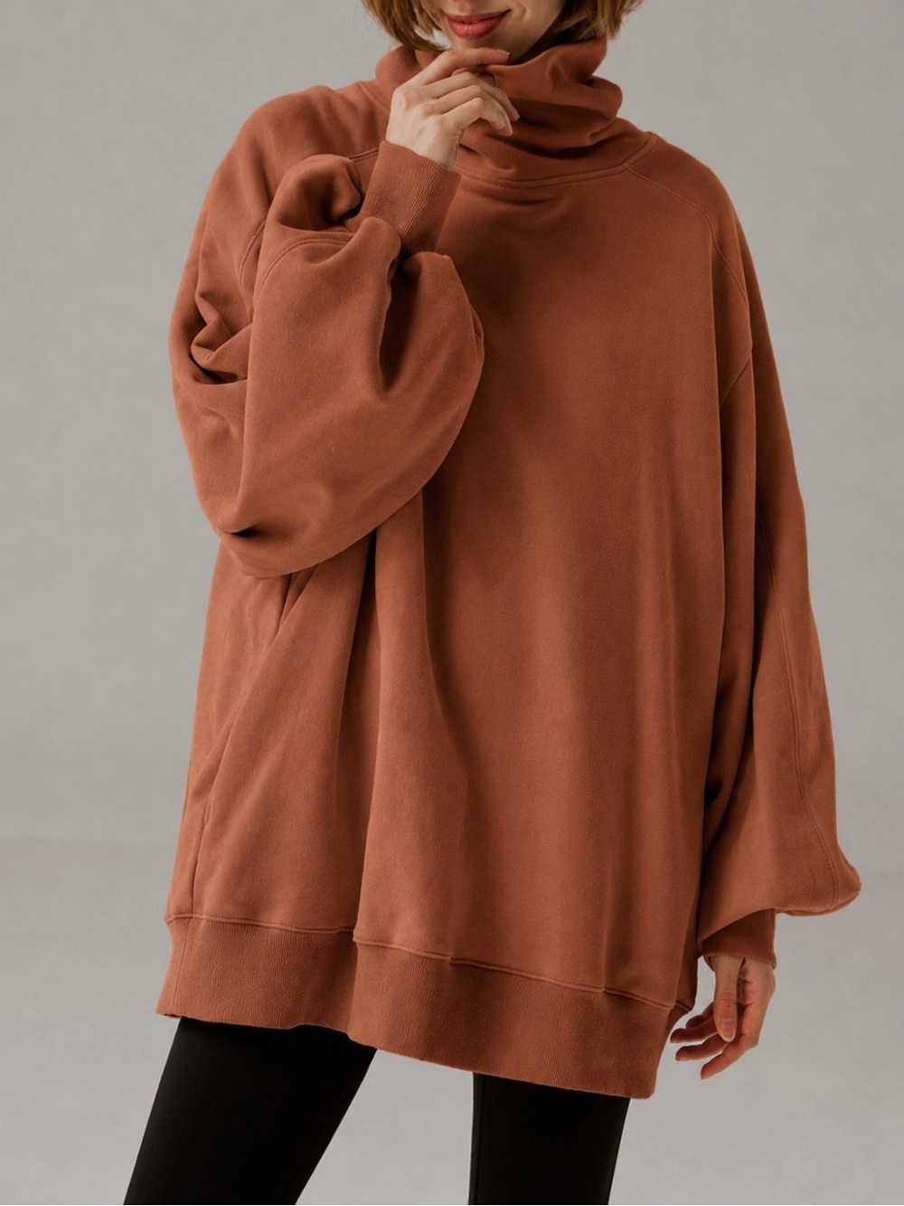 Nap Loungewear Oversized Boxy Turtleneck Pullover Sweatshirt